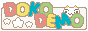 a small rectangular icon that says DOKODEMO in rainbow colors with a laughing white cat