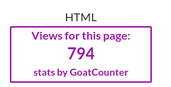 a rectangular image with a purple border and text that says “Views for this page - 794 - stats by Goatcounter”